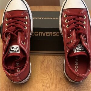 Converse Kids Red Low Top Canvas Sneakers